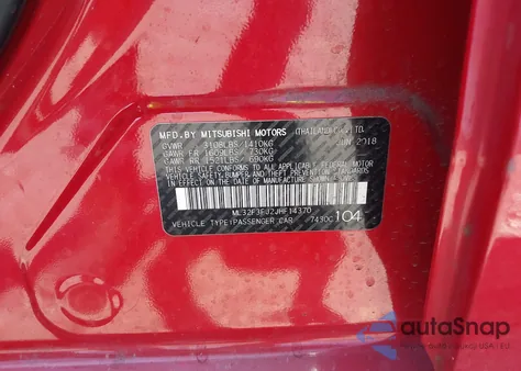 2018 Mitsubishi Mirage G4 Es z USA, uszkodzony, nr VIN ML32F3FJ2JHF14370